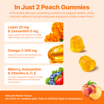 BrightRoot Lutein Peach Gummies for Kids Eye Health