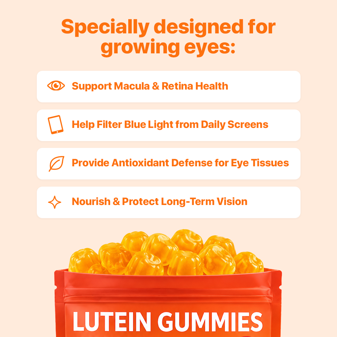 BrightRoot Lutein Peach Gummies for Kids Eye Health